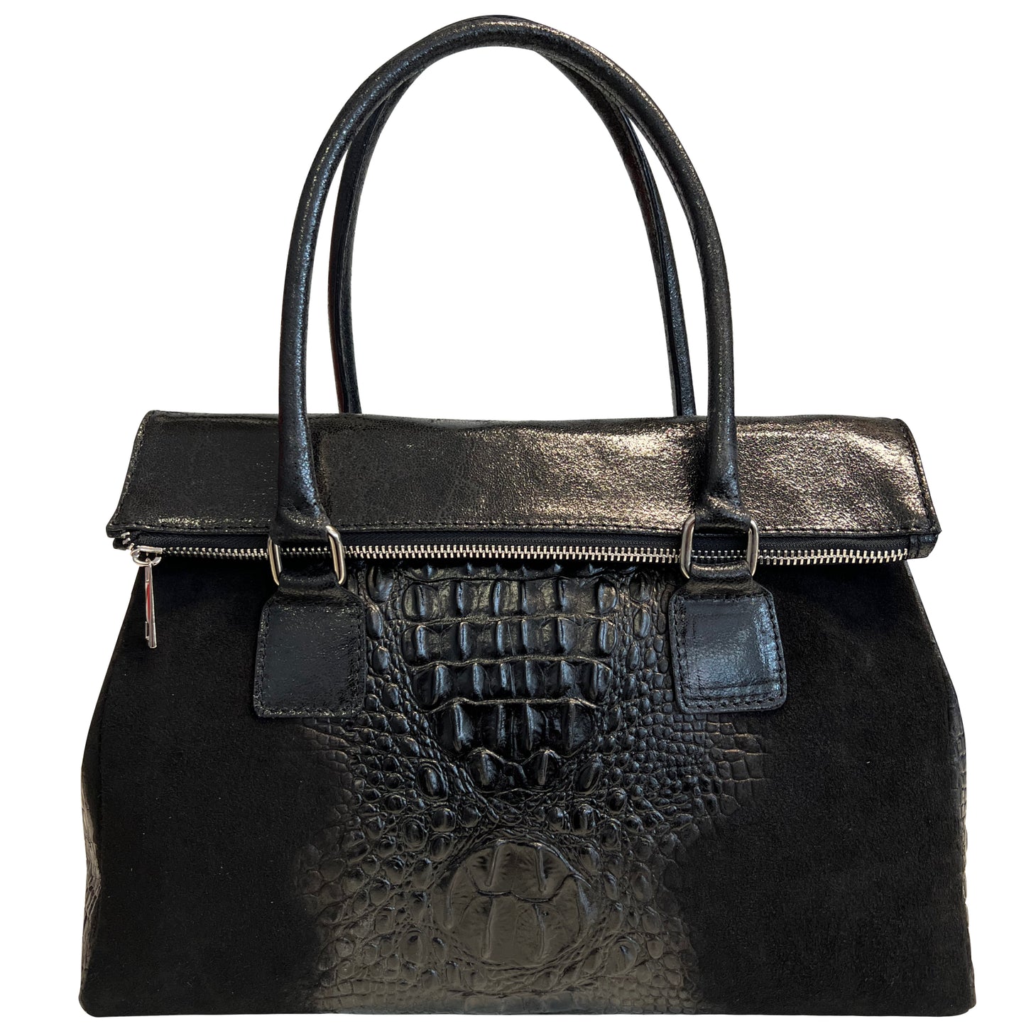 Modarno Damentasche aus echtem Wildleder mit Tragegriff und abnehmbarem Schulterriemen 38x14x25 cm
