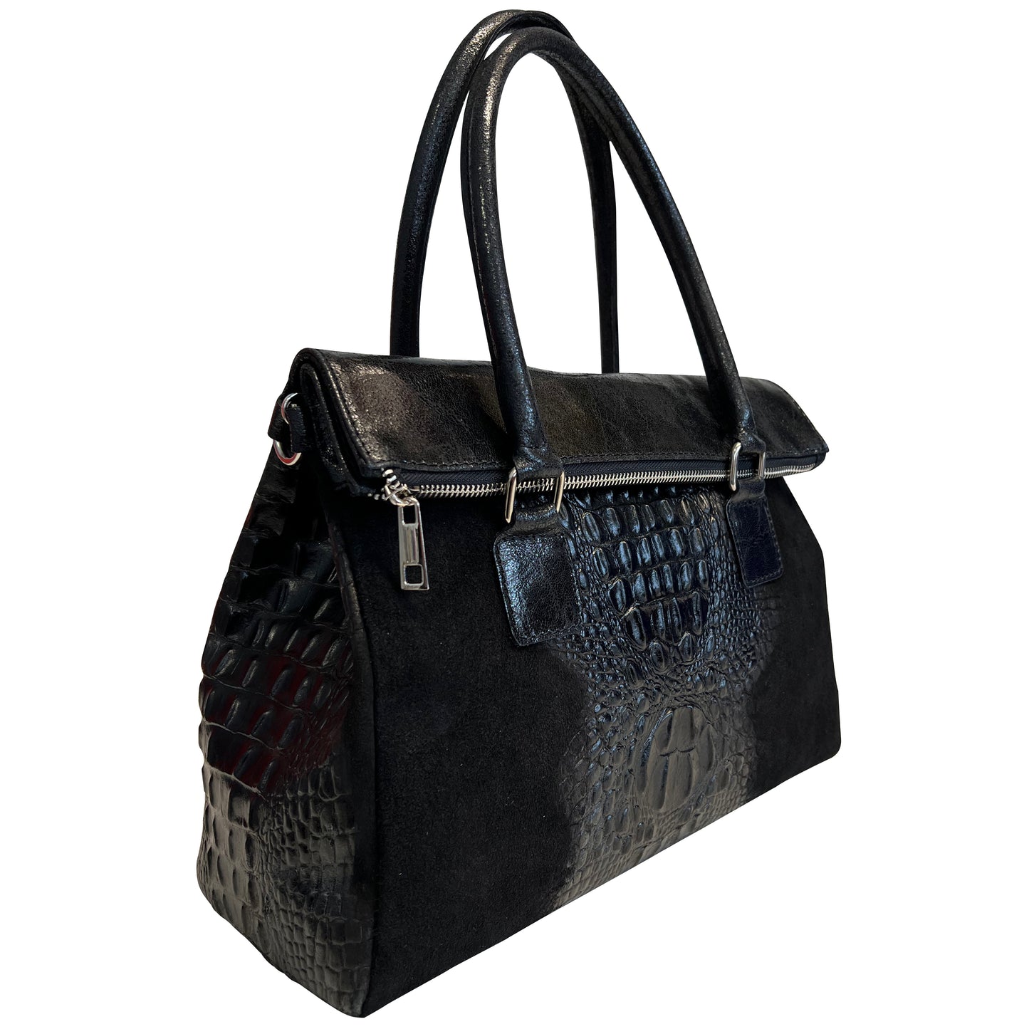 Modarno Damentasche aus echtem Wildleder mit Tragegriff und abnehmbarem Schulterriemen 38x14x25 cm