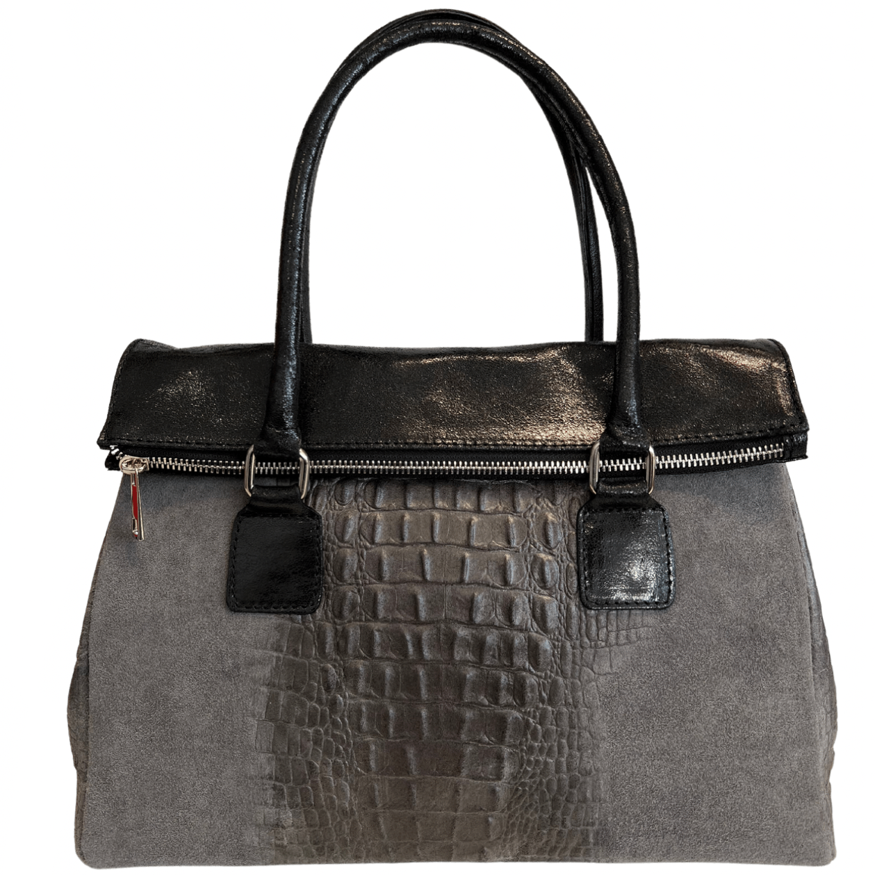 Modarno Damentasche aus echtem Wildleder mit Tragegriff und abnehmbarem Schulterriemen 38x14x25 cm