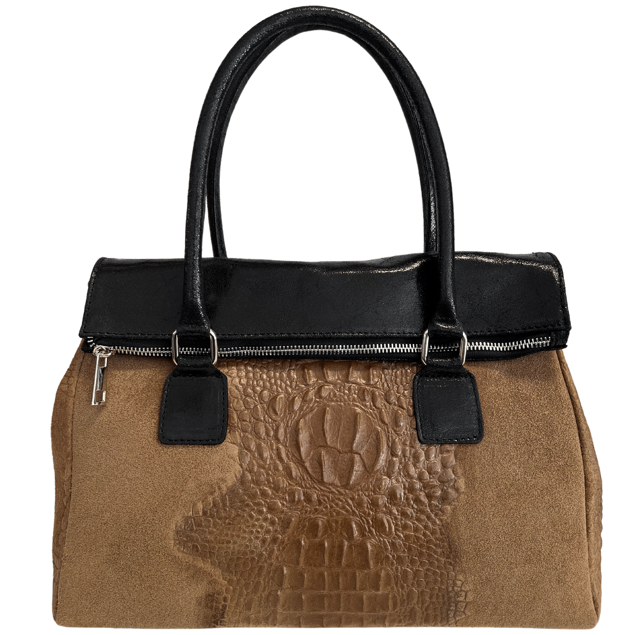 Modarno Damentasche aus echtem Wildleder mit Tragegriff und abnehmbarem Schulterriemen 38x14x25 cm