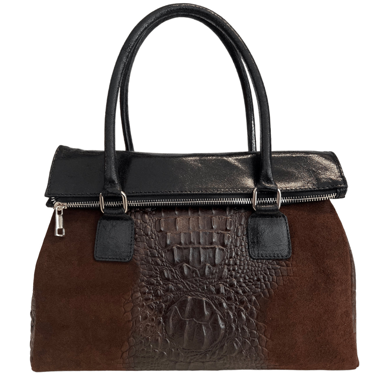 Modarno Damentasche aus echtem Wildleder mit Tragegriff und abnehmbarem Schulterriemen 38x14x25 cm