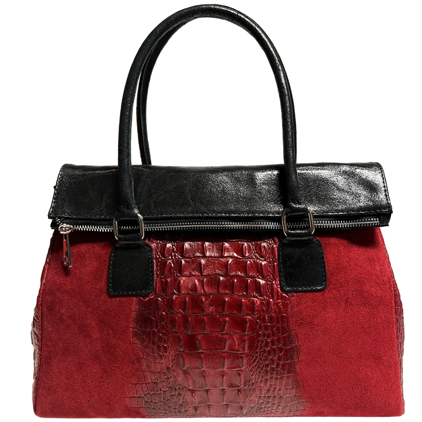Modarno Damentasche aus echtem Wildleder mit Tragegriff und abnehmbarem Schulterriemen 38x14x25 cm