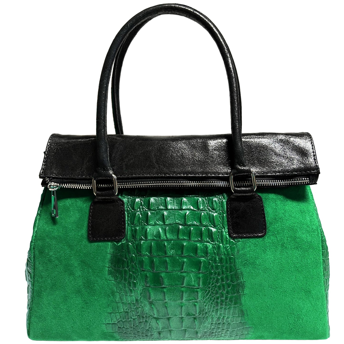 Modarno Damentasche aus echtem Wildleder mit Tragegriff und abnehmbarem Schulterriemen 38x14x25 cm