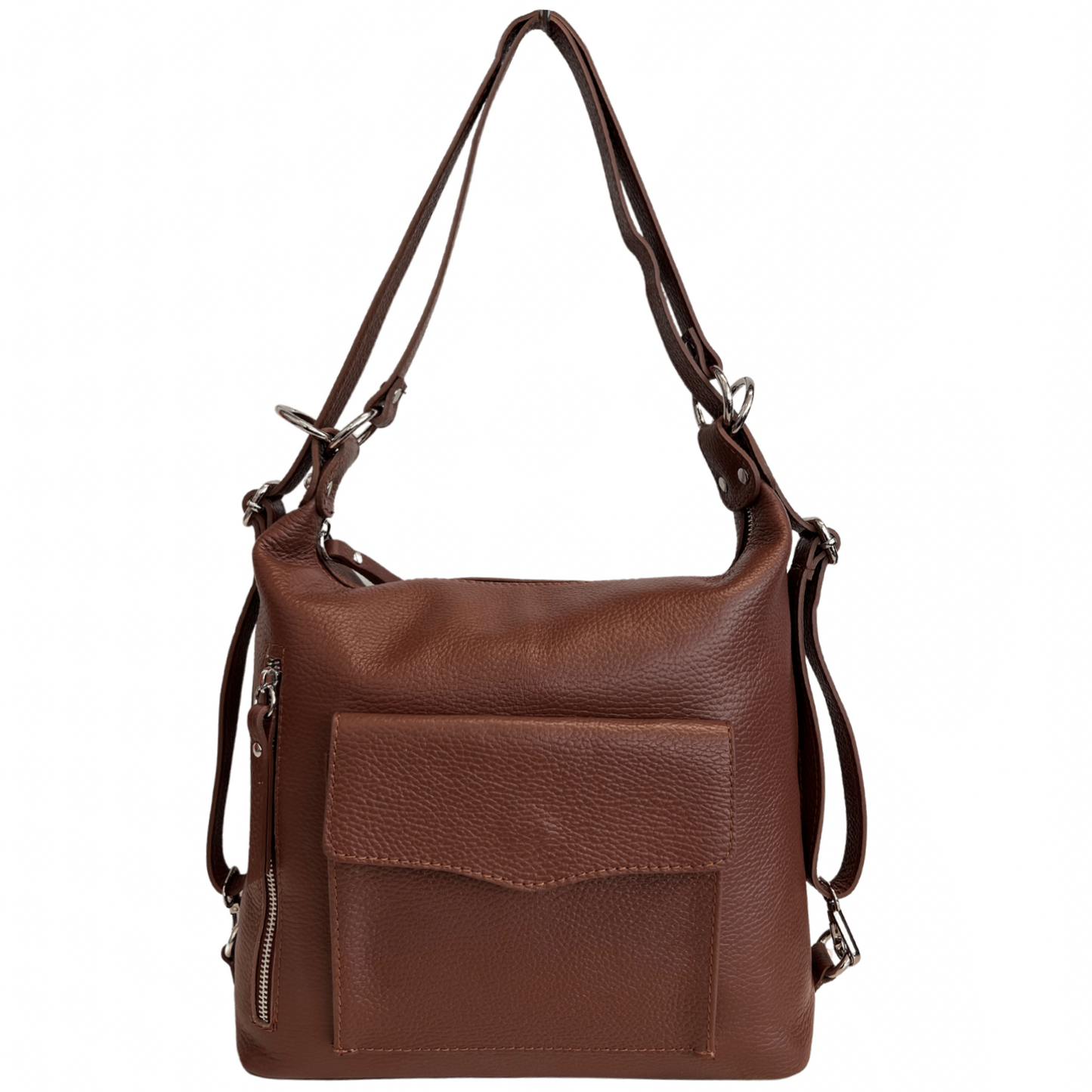 Umhängetasche Modarno Italiane, 2-in-1-Rucksack für Damen, aus echtem Leder