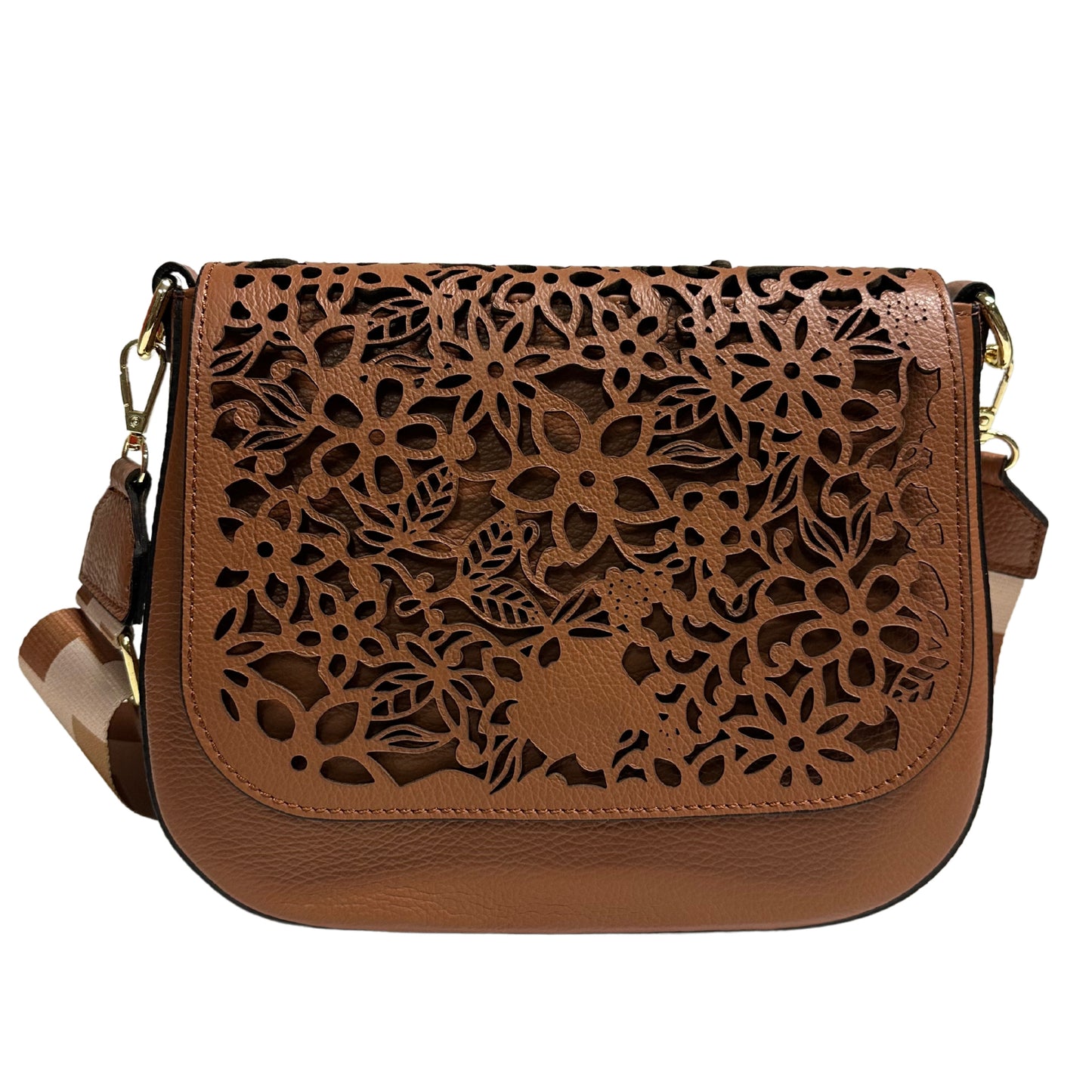 Modarno Borsa a tracolla con stampa floreale realizzata in vera pelle / Borsa donna / Regali per lei