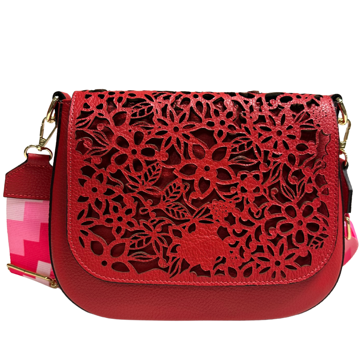Modarno Borsa a tracolla con stampa floreale realizzata in vera pelle / Borsa donna / Regali per lei
