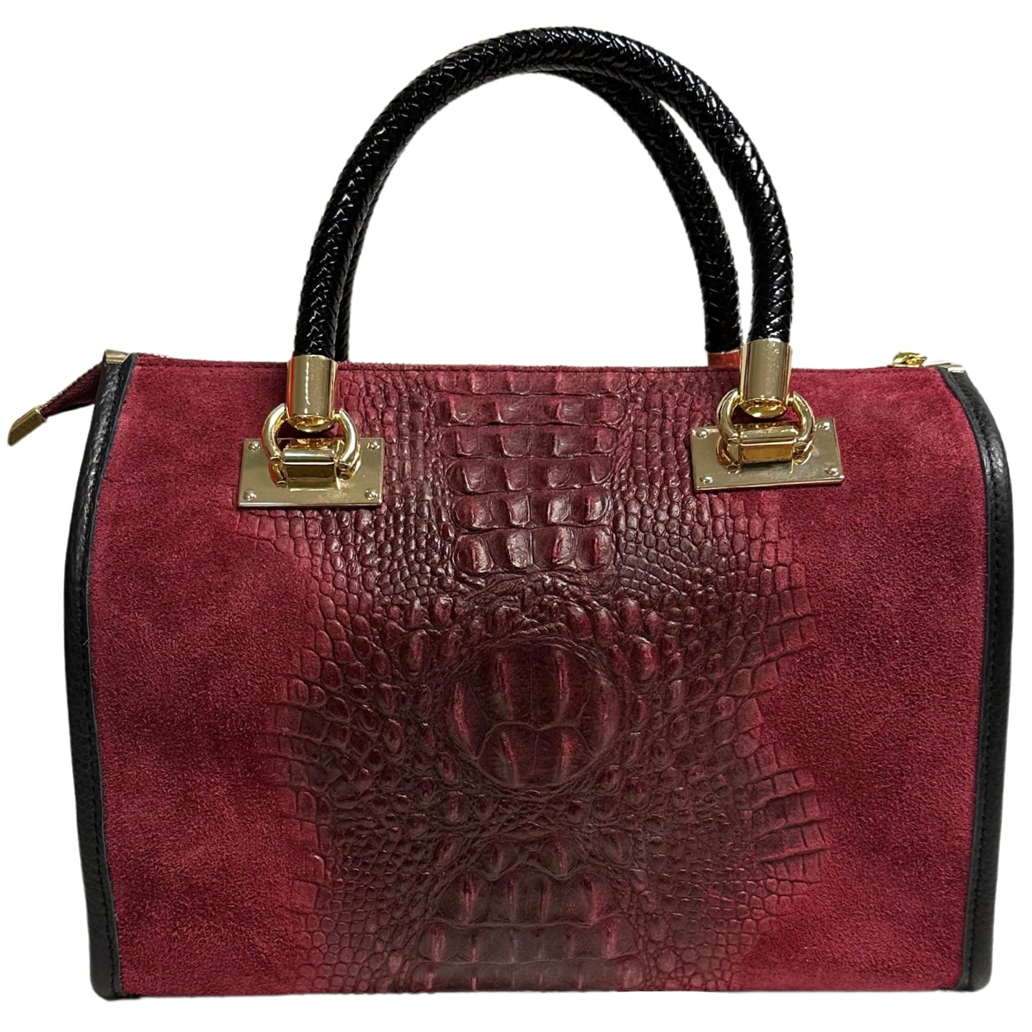 Modarno Borsa donna - borsa a mano in pelle camoscio stampa cocco