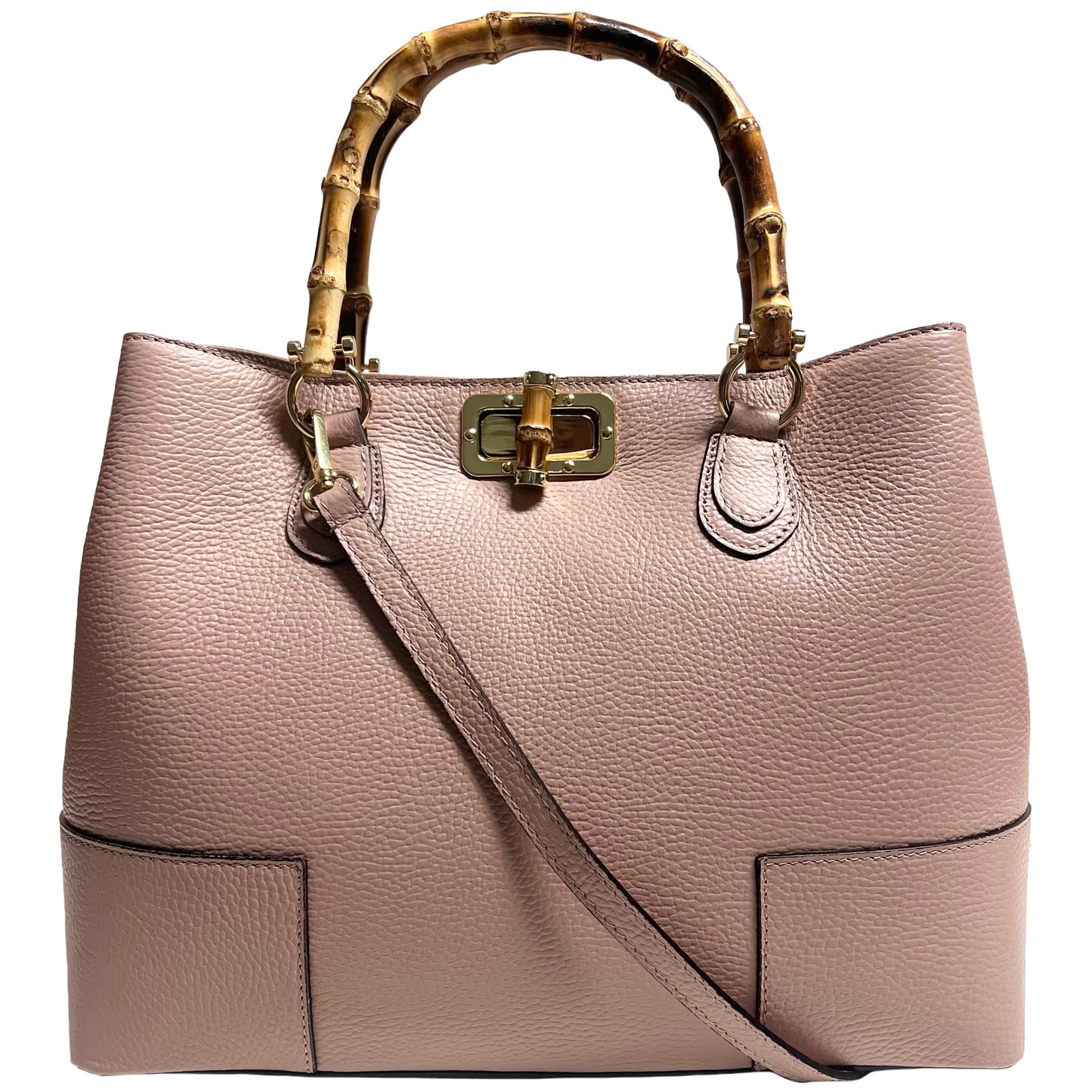 Modarno Borsa Donna in Vera Pelle con manico in vero bambù/Elegante e Minimal/Borsa di lusso Made in Italy
