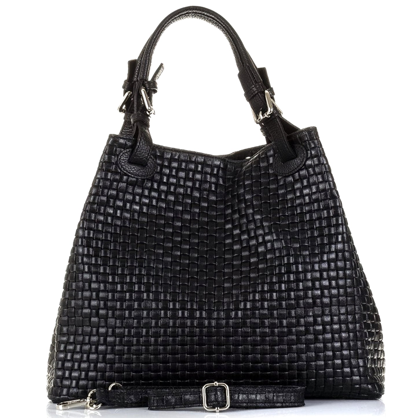 Modarno Borsa a Mano Stampa Intrecciata da Donna con Tracolla in vera pelle made in Italy - 33x17x29 Cm