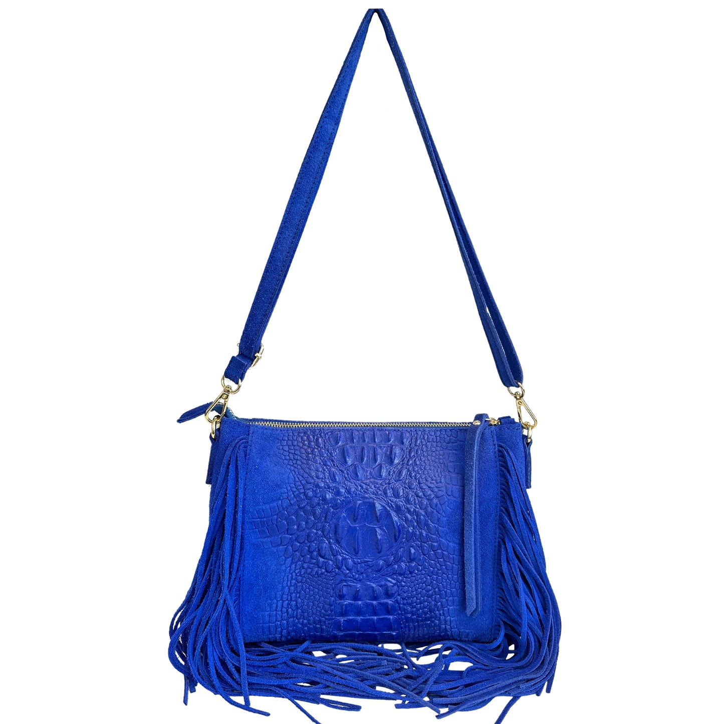 Modarno borsa da donna con frange, a tracolla, in pelle scamosciata 29x2x21 cm
