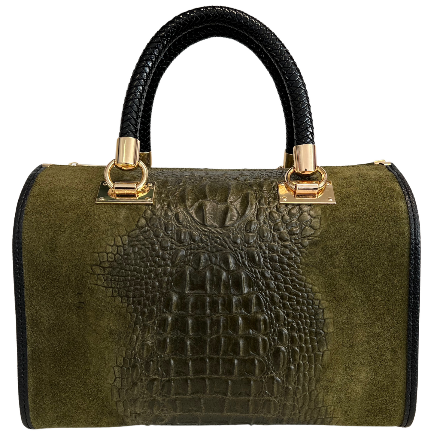 Modarno Borsa donna - borsa a mano in pelle camoscio stampa cocco