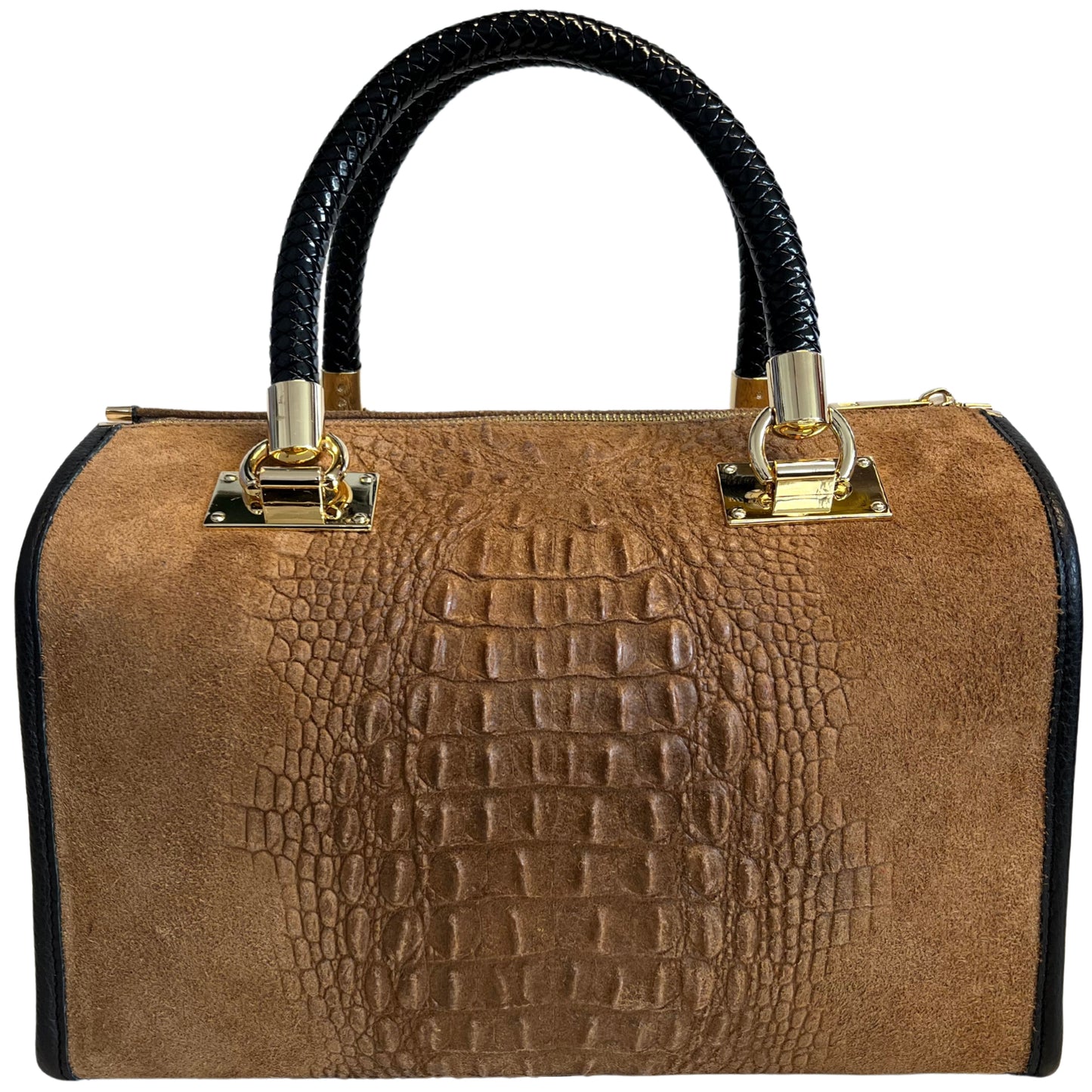Modarno Borsa donna - borsa a mano in pelle camoscio stampa cocco