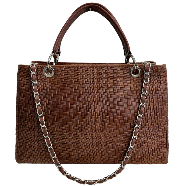 Modarno Damenhandtasche aus echtem Leder mit Schulterriemen 35x15x22 cm