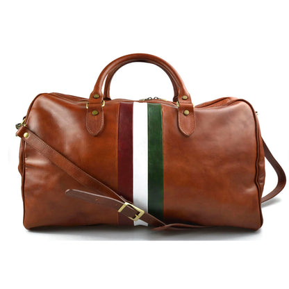 Modarno Borsone viaggio in pelle da uomo e donna borsa viaggio borsa sport bandiera Italiana borsa viaggio vera pelle Made in Italy