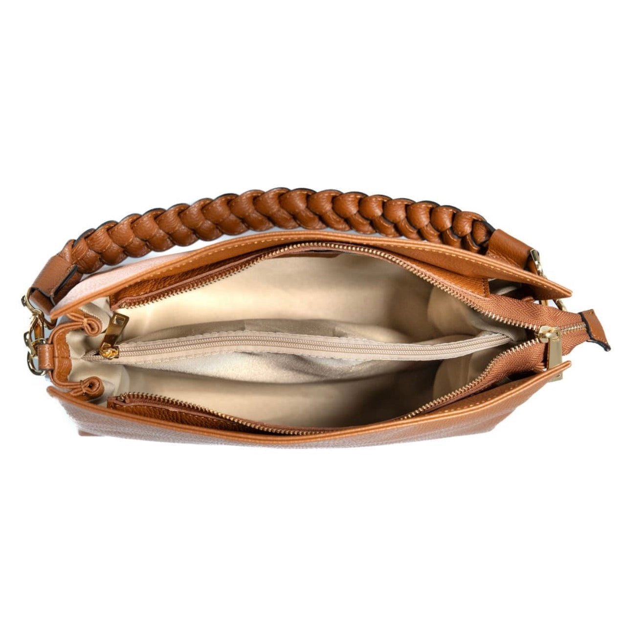 Modarno Borsa donna a tracolla/mano con manico intrecciato 31x13x24 cm