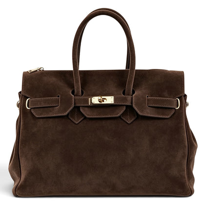 Modarno Borsa Birk a Mano in vera Pelle Scamosciato 40x17x28 cm
