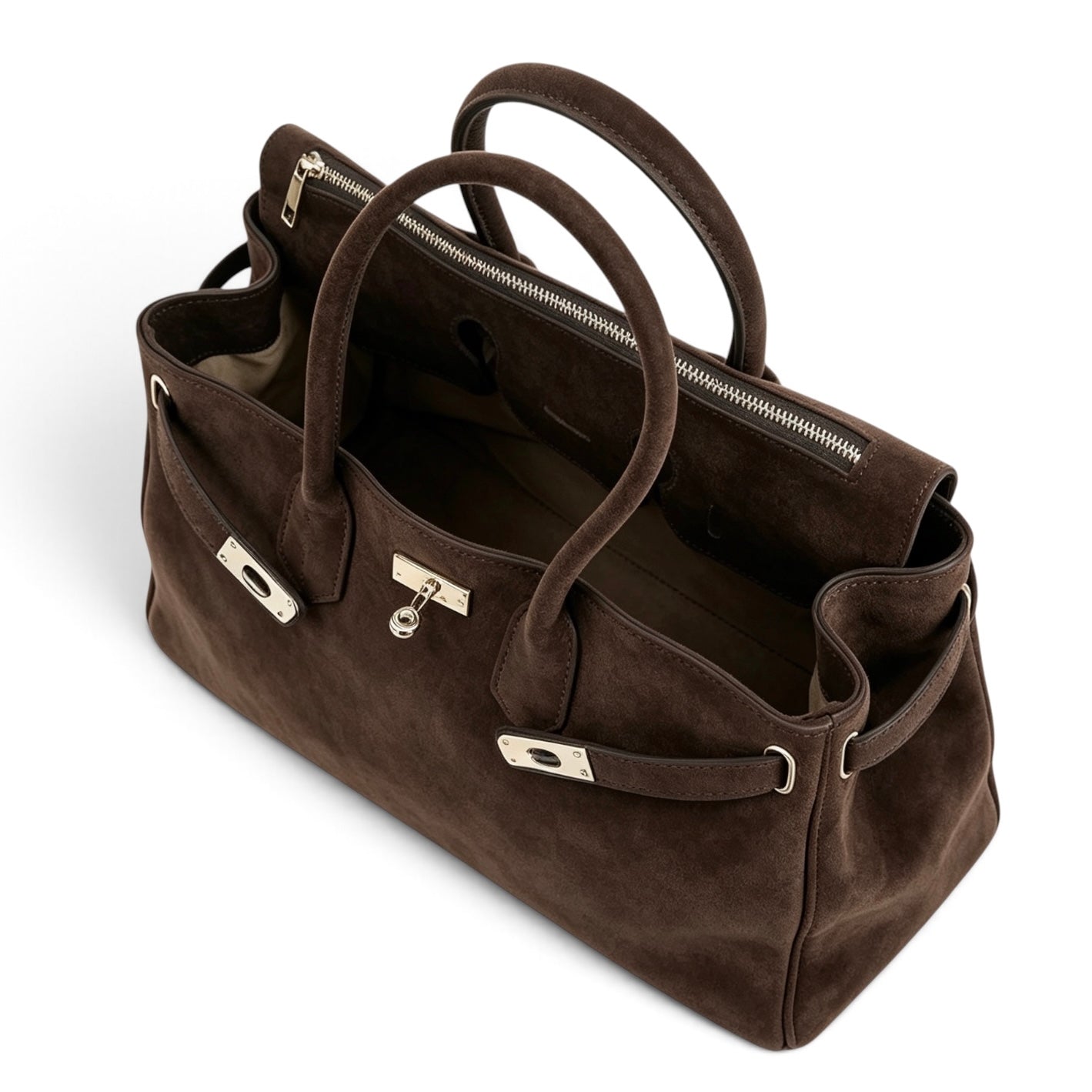 Modarno Borsa Birk a Mano in vera Pelle Scamosciato 40x17x28 cm