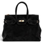 Modarno Borsa Birk a Mano in vera Pelle Scamosciato 40x17x28 cm