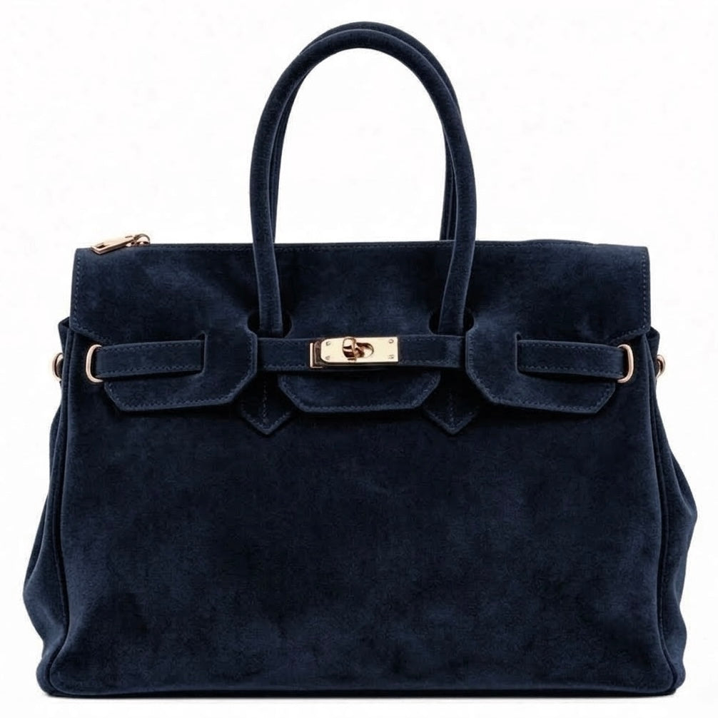 Modarno Borsa Birk a Mano in vera Pelle Scamosciato 40x17x28 cm