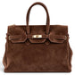 Modarno Borsa Birk a Mano in vera Pelle Scamosciato 40x17x28 cm