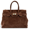 Modarno Borsa Birk a Mano in vera Pelle Scamosciato 40x17x28 cm