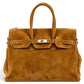 Modarno Borsa Birk a Mano in vera Pelle Scamosciato 40x17x28 cm