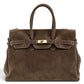 Modarno Borsa Birk a Mano in vera Pelle Scamosciato 40x17x28 cm