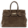 Modarno Borsa Birk a Mano in vera Pelle Scamosciato 40x17x28 cm