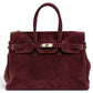 Modarno Borsa Birk a Mano in vera Pelle Scamosciato 40x17x28 cm