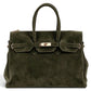 Modarno Borsa Birk a Mano in vera Pelle Scamosciato 40x17x28 cm