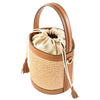 Modarno Borsa Secchiello in Vera Pelle spazzolata e rafia 18x13x16 cm