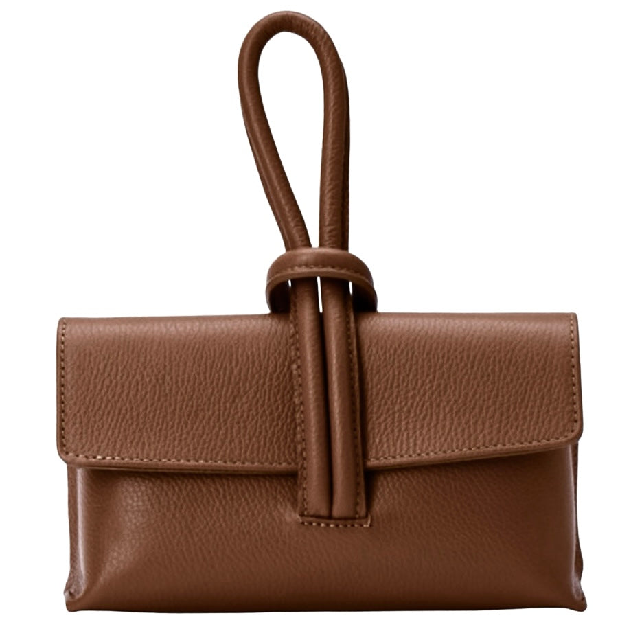Modarno Borsetta Pochetta Gancio ad Anello in vera pelle 24x7x13 cm