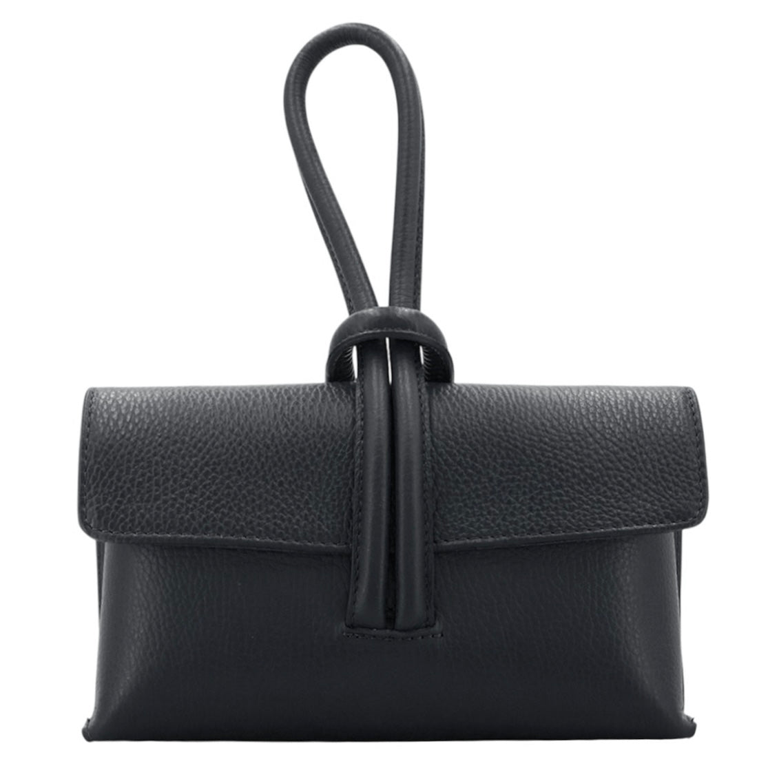 Modarno Borsetta Pochetta Gancio ad Anello in vera pelle 24x7x13 cm