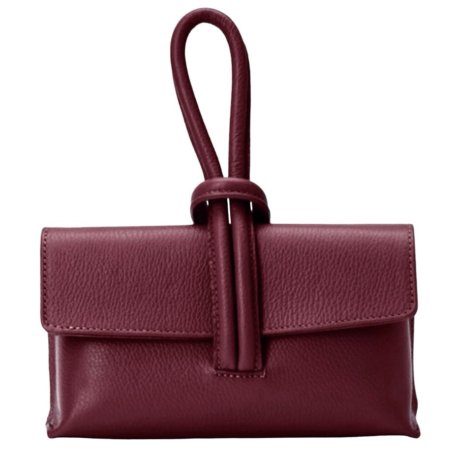 Modarno Borsetta Pochetta Gancio ad Anello in vera pelle 24x7x13 cm