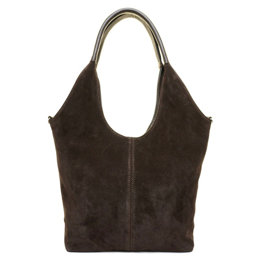 Modarno Borsa donna Shopper a spalla/tracolla in vera pelle camoscio 30x11x30 cm