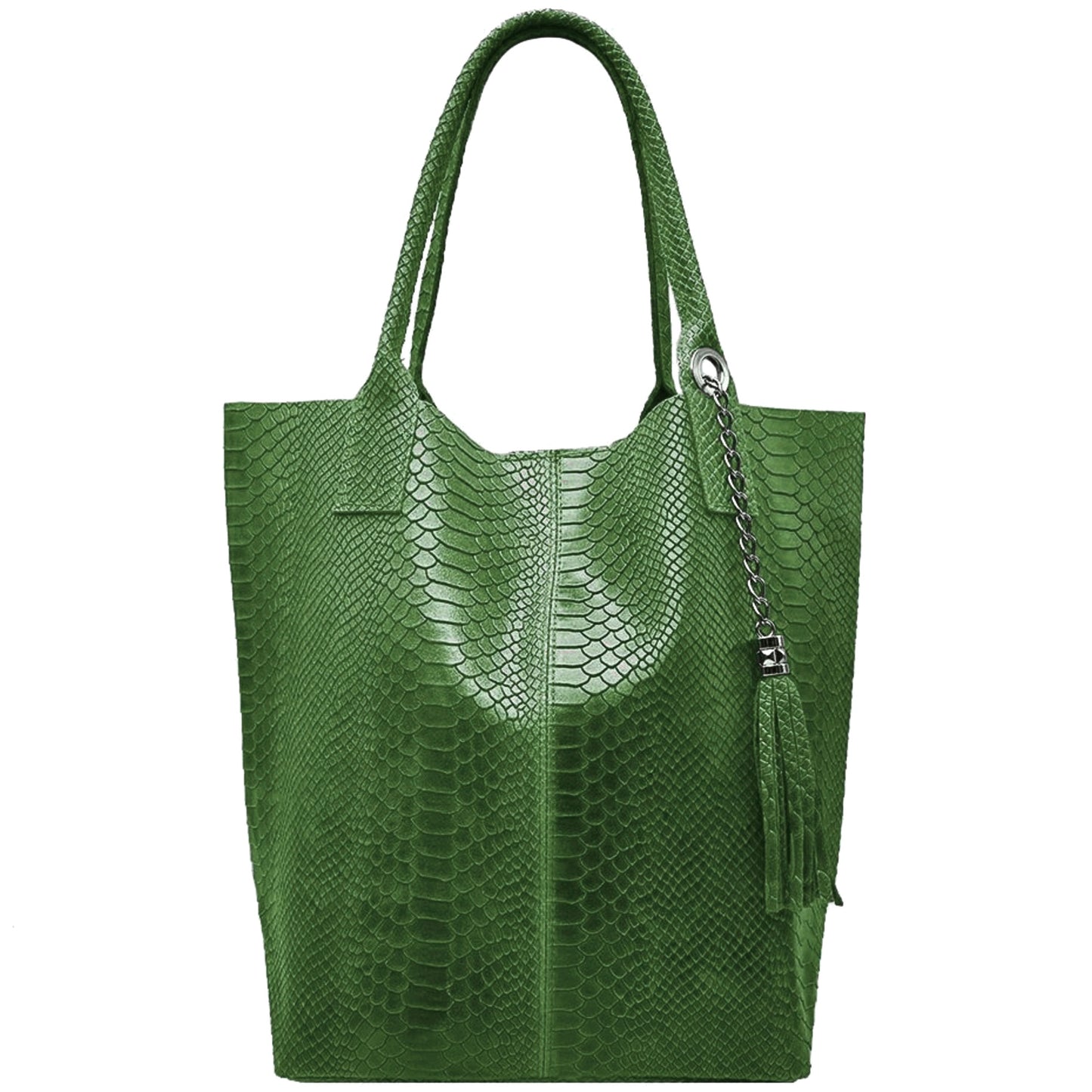 Modarno Borsa A Spalla In Vera Pelle Effetto Pitone, con custodia per gioielli dello stesso colore