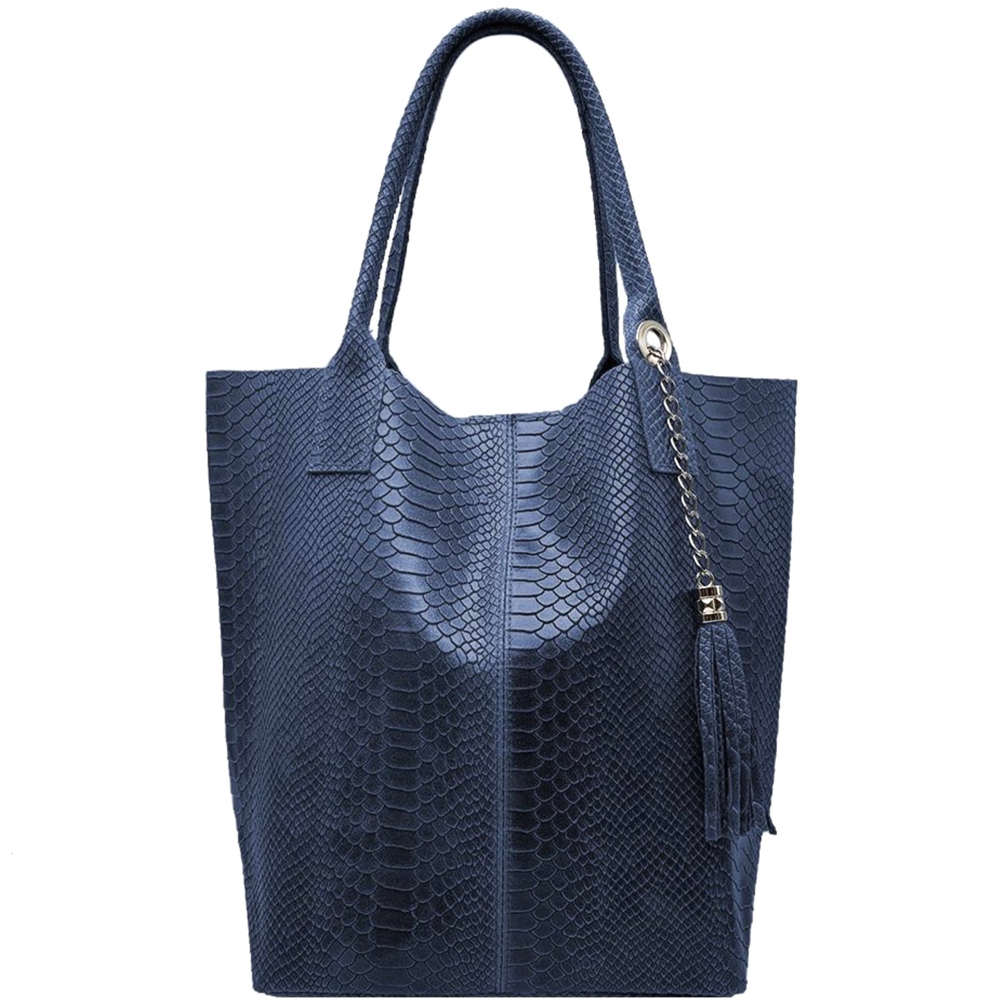 Modarno Borsa A Spalla In Vera Pelle Effetto Pitone, con custodia per gioielli dello stesso colore