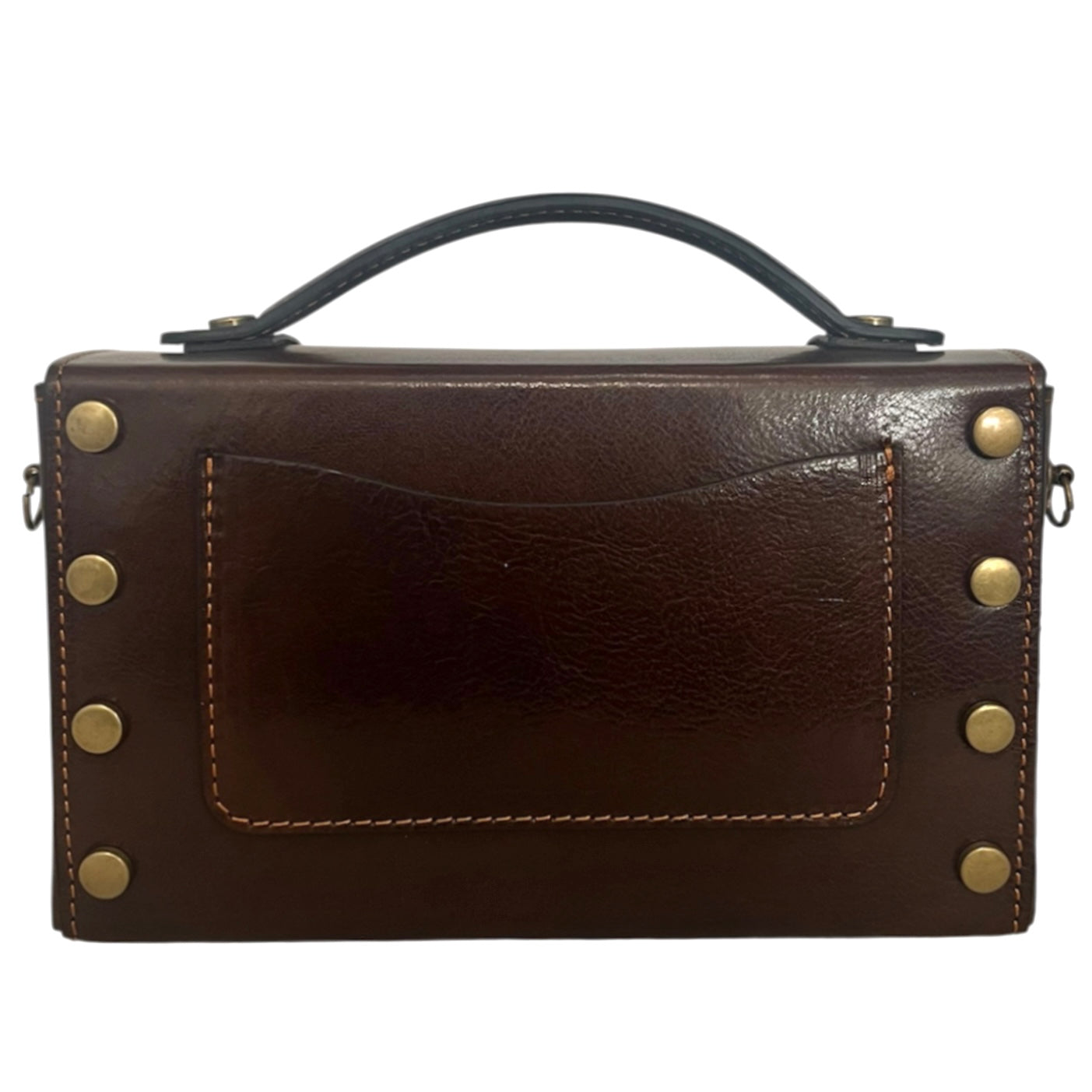 Modarno Borsetta donna a mano e tracolla Rettangolare in vera pelle vacchetta 21x6x13 cm