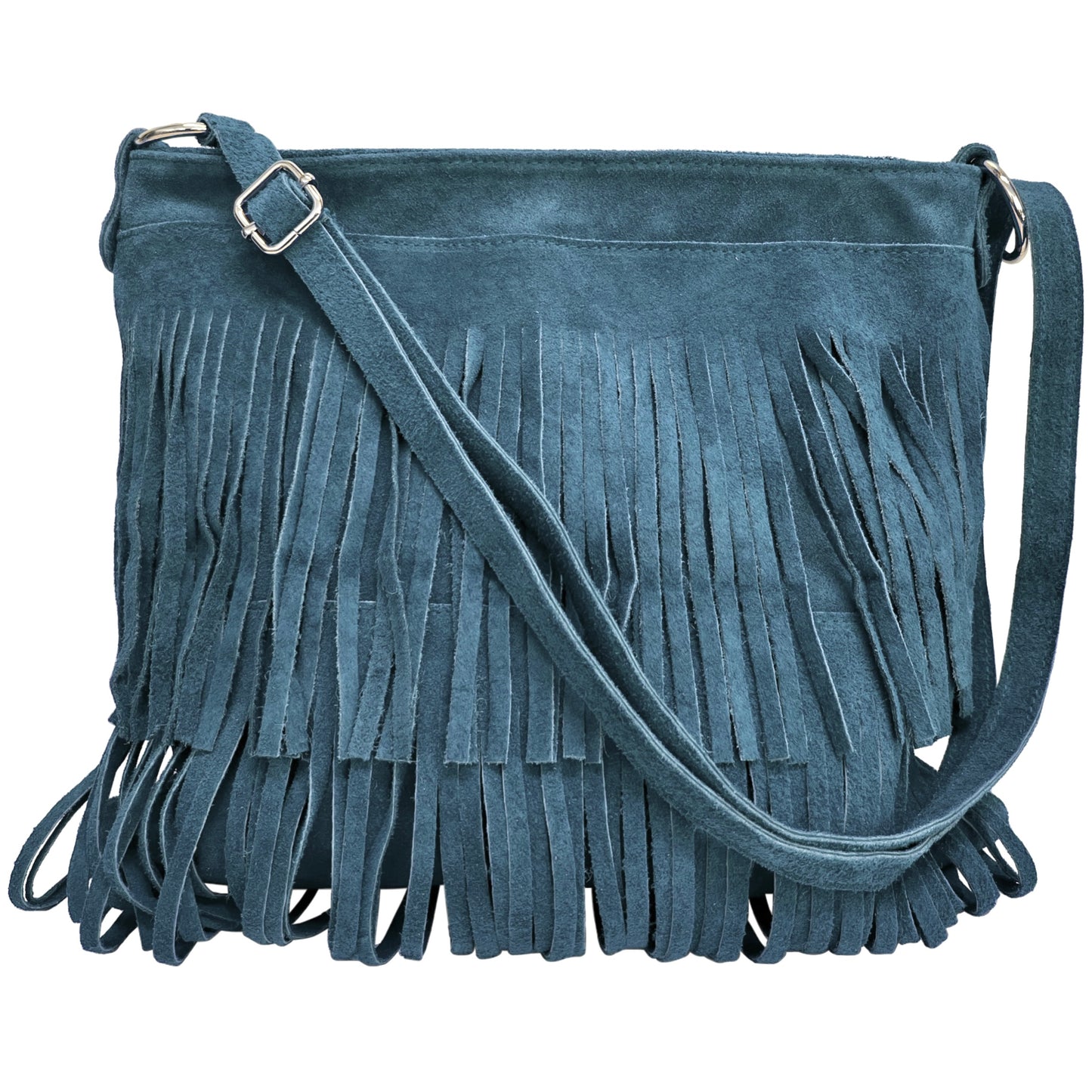 Modarno Suede Fringe Shoulder Bag - Wildleder-Umhängetasche für Damen
