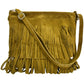 Modarno Suede Fringe Shoulder Bag - Wildleder-Umhängetasche für Damen