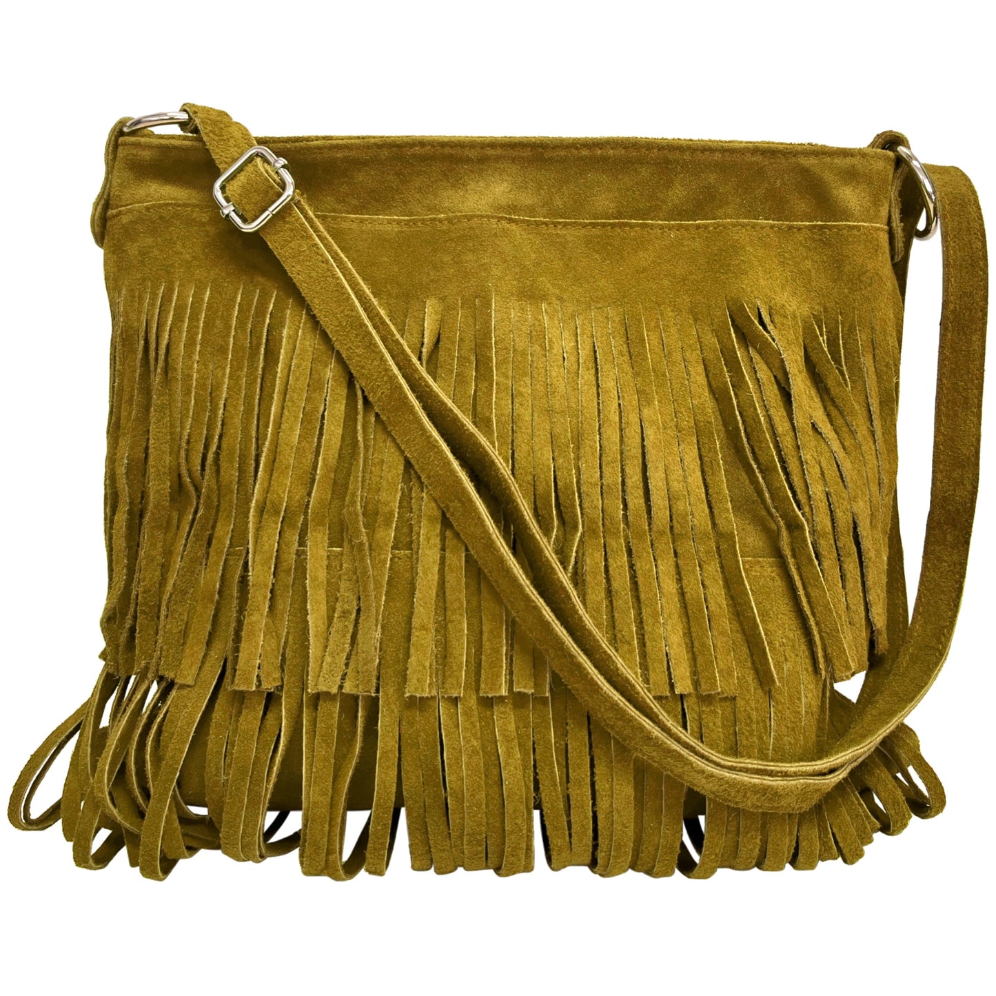 Modarno Suede Fringe Shoulder Bag - Wildleder-Umhängetasche für Damen