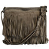 Modarno Borsa a tracolla con frange in camoscio - borsa tracolla donna in pelle scamosciata