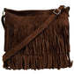 Modarno Suede Fringe Shoulder Bag - Wildleder-Umhängetasche für Damen