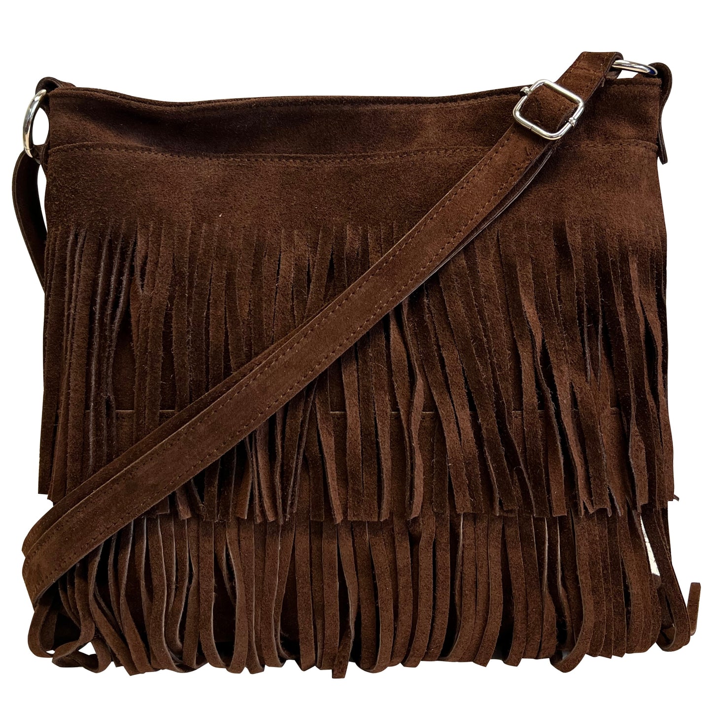 Modarno Suede Fringe Shoulder Bag - Wildleder-Umhängetasche für Damen