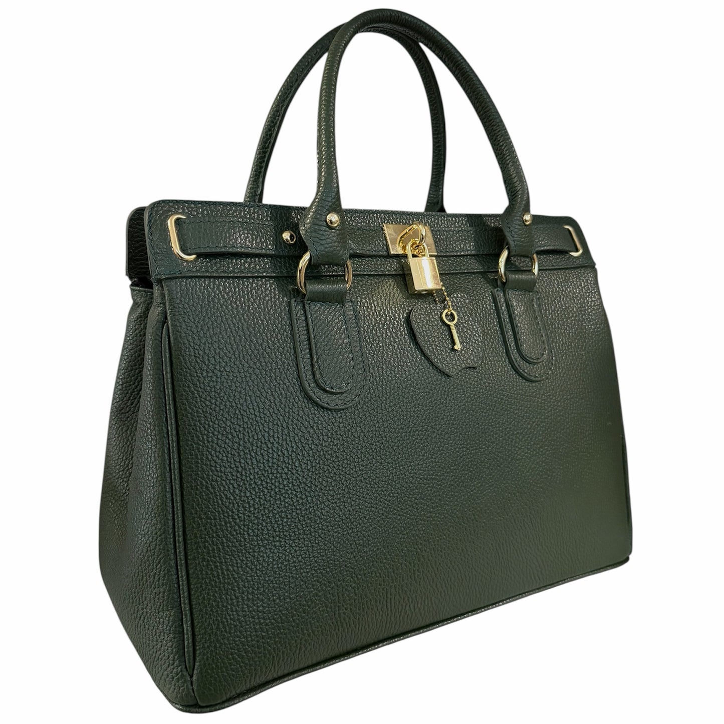 Modarno Borsa Donna Lucchetto a Mano e a tracolla in vera Pelle 37x17x25 cm