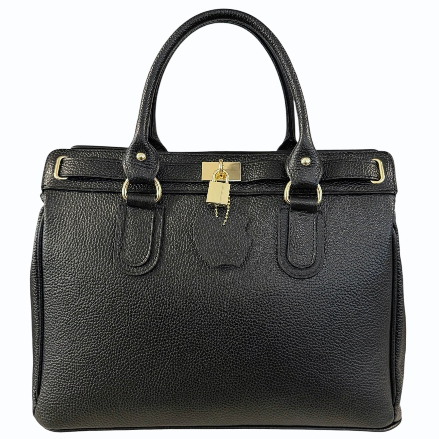 Modarno Borsa Donna Lucchetto a Mano e a tracolla in vera Pelle 37x17x25 cm