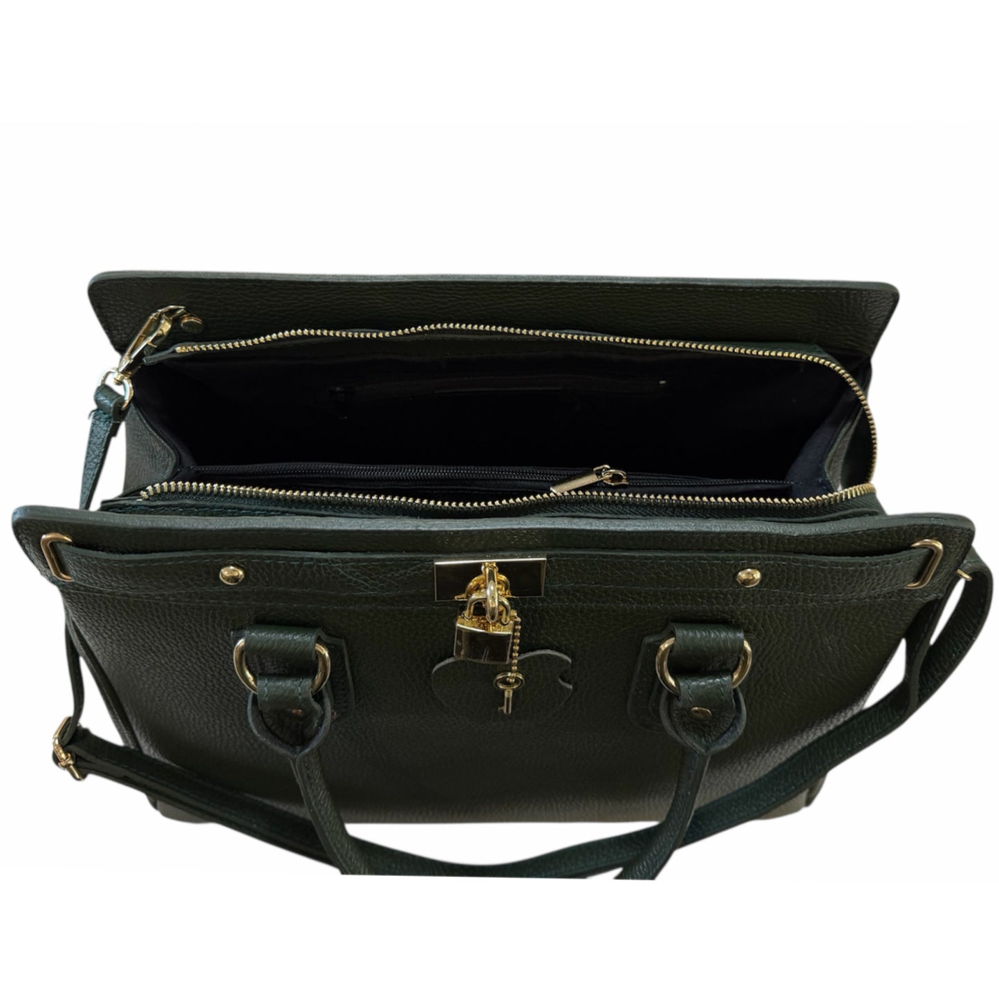 Modarno Borsa Donna Lucchetto a Mano e a tracolla in vera Pelle 37x17x25 cm