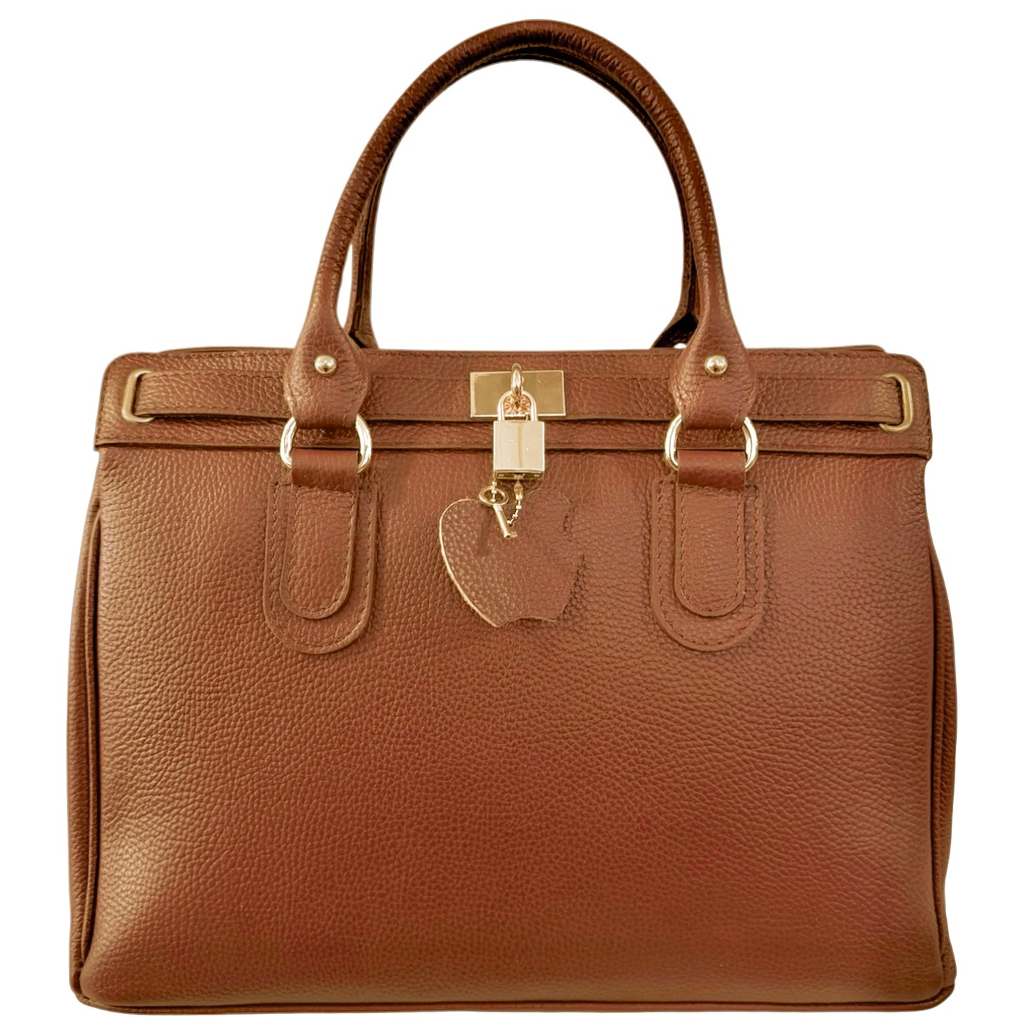 Modarno Borsa Donna Lucchetto a Mano e a tracolla in vera Pelle 37x17x25 cm