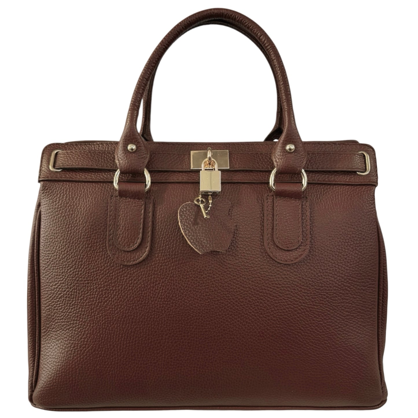 Modarno Borsa Donna Lucchetto a Mano e a tracolla in vera Pelle 37x17x25 cm