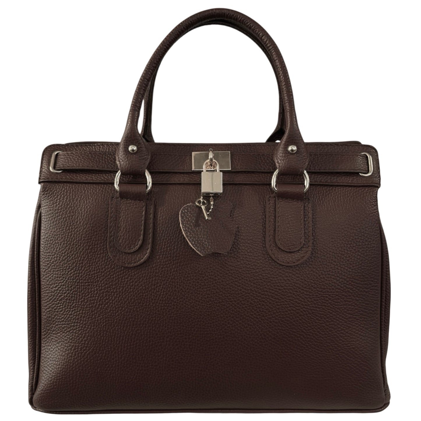 Modarno Borsa Donna Lucchetto a Mano e a tracolla in vera Pelle 37x17x25 cm